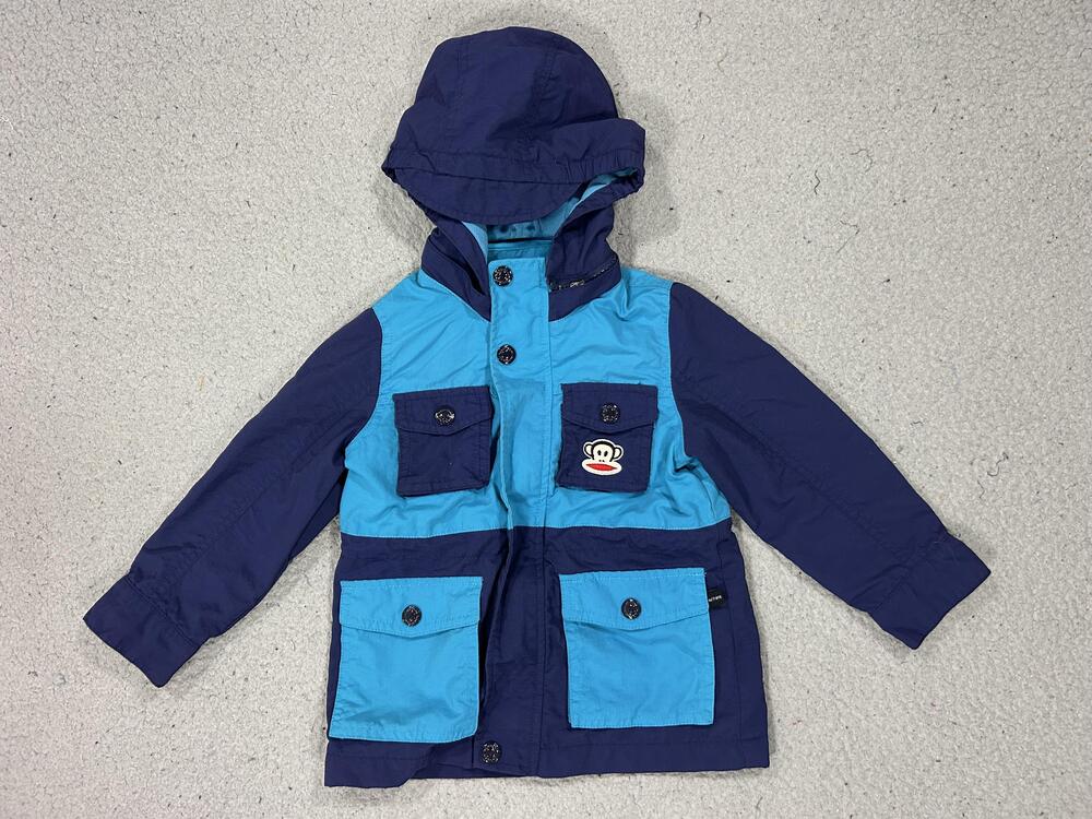 Paul Frank Jacket Kids 4T Blue Colorblock Hooded Windbreaker Graphic Logo